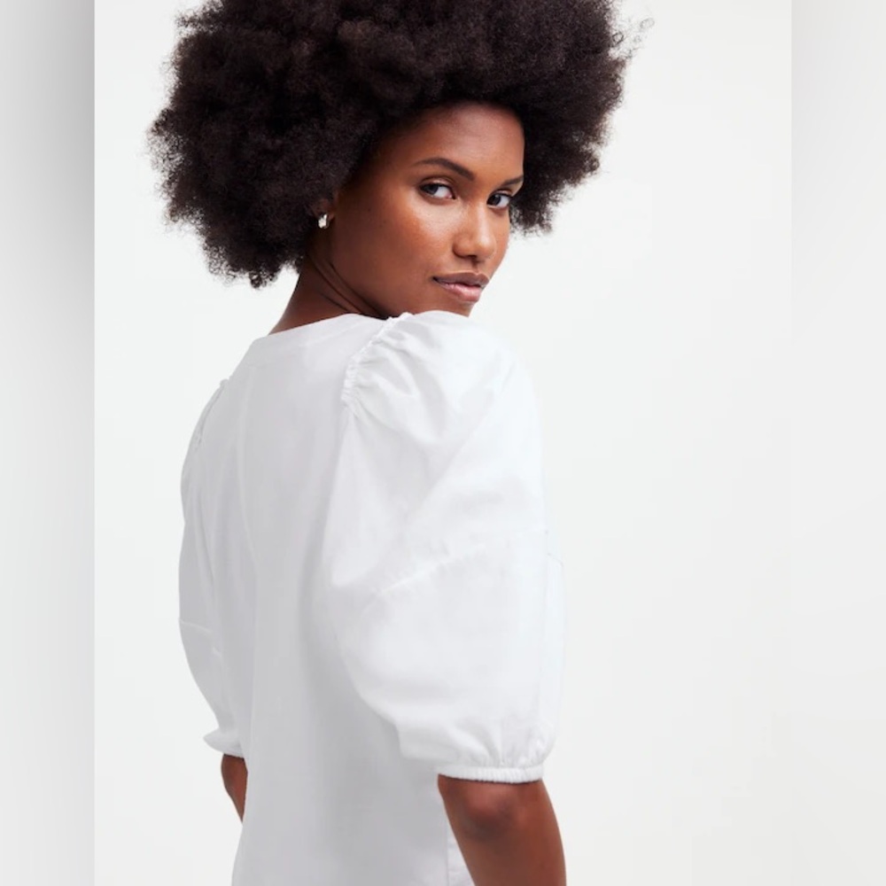 Madewell NWT Puff-Sleeve Tee in Eyelet White Size Large - Picture 4 of 7